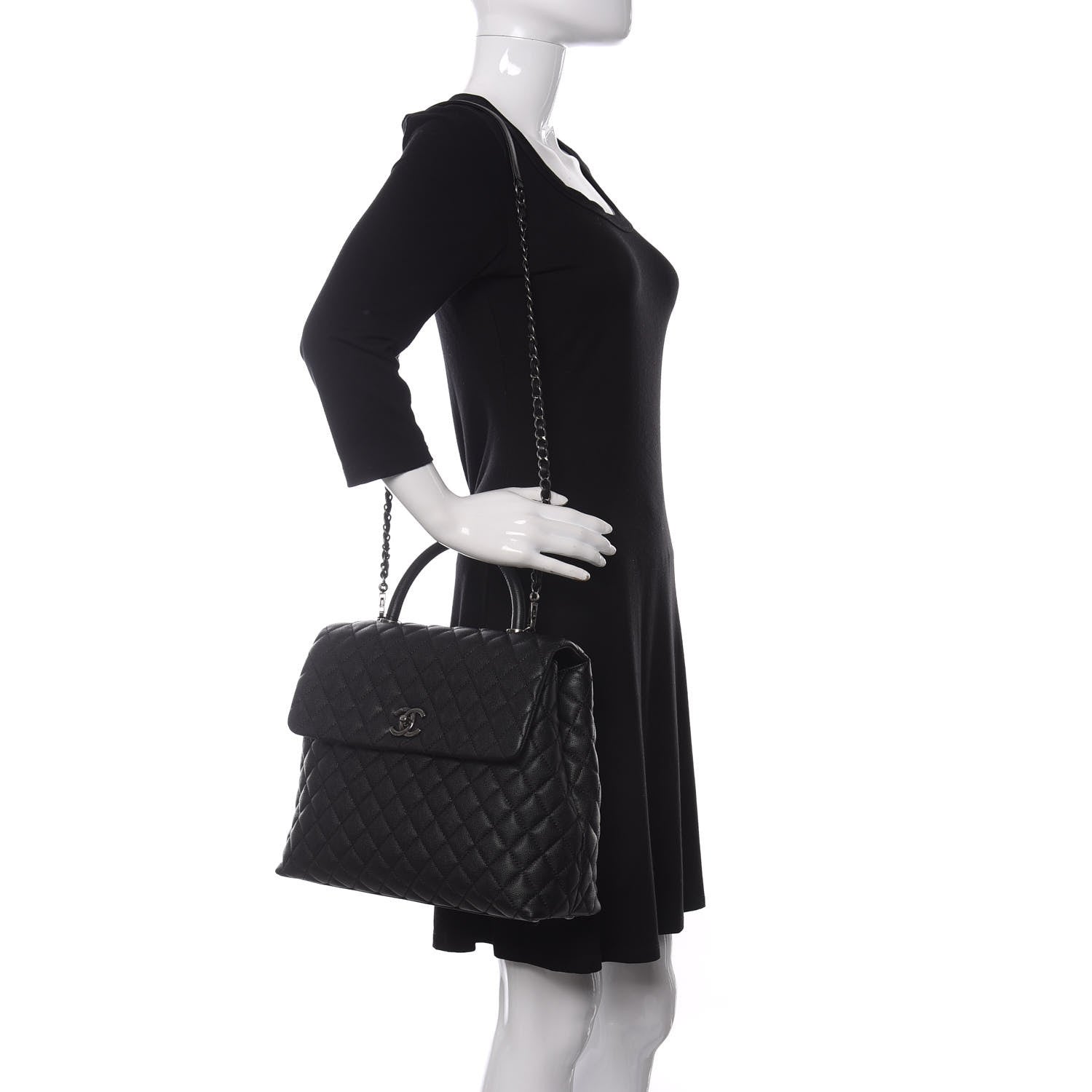 Chanel Caviar Quilted Large Coco Handle Flap Black 2 of 11