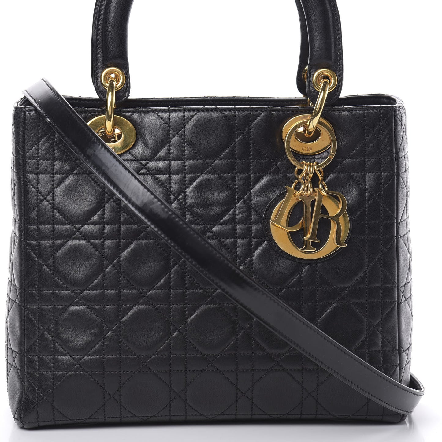 Lambskin Cannage Medium Lady Dior Black