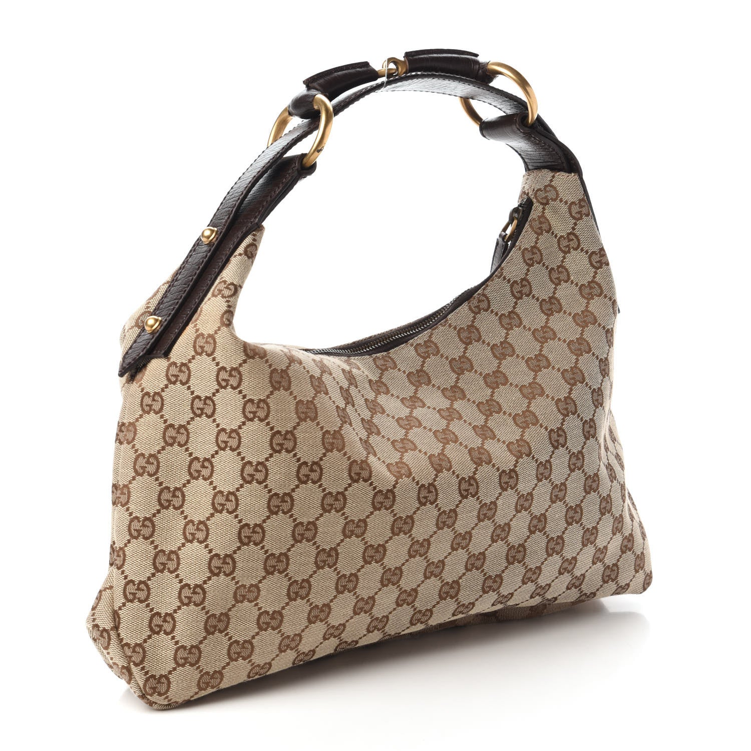 Gucci Monogram Medium Horsebit Chain Hobo Dark Brown 3 of 11