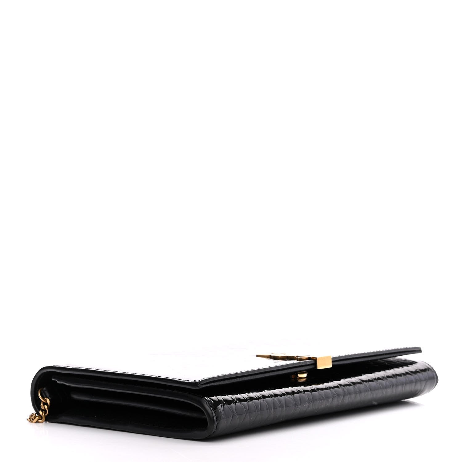 Saint Laurent Embossed Monogram Chain Wallet Black 4 of 10