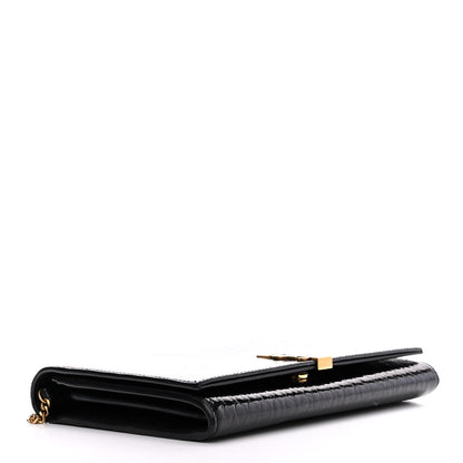 Saint Laurent Embossed Monogram Chain Wallet Black 4 of 10