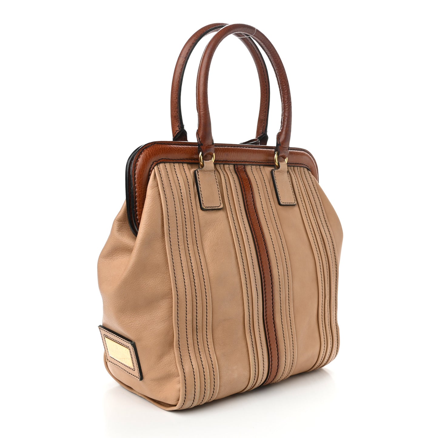 Nappa Bow Tote Beige Camel