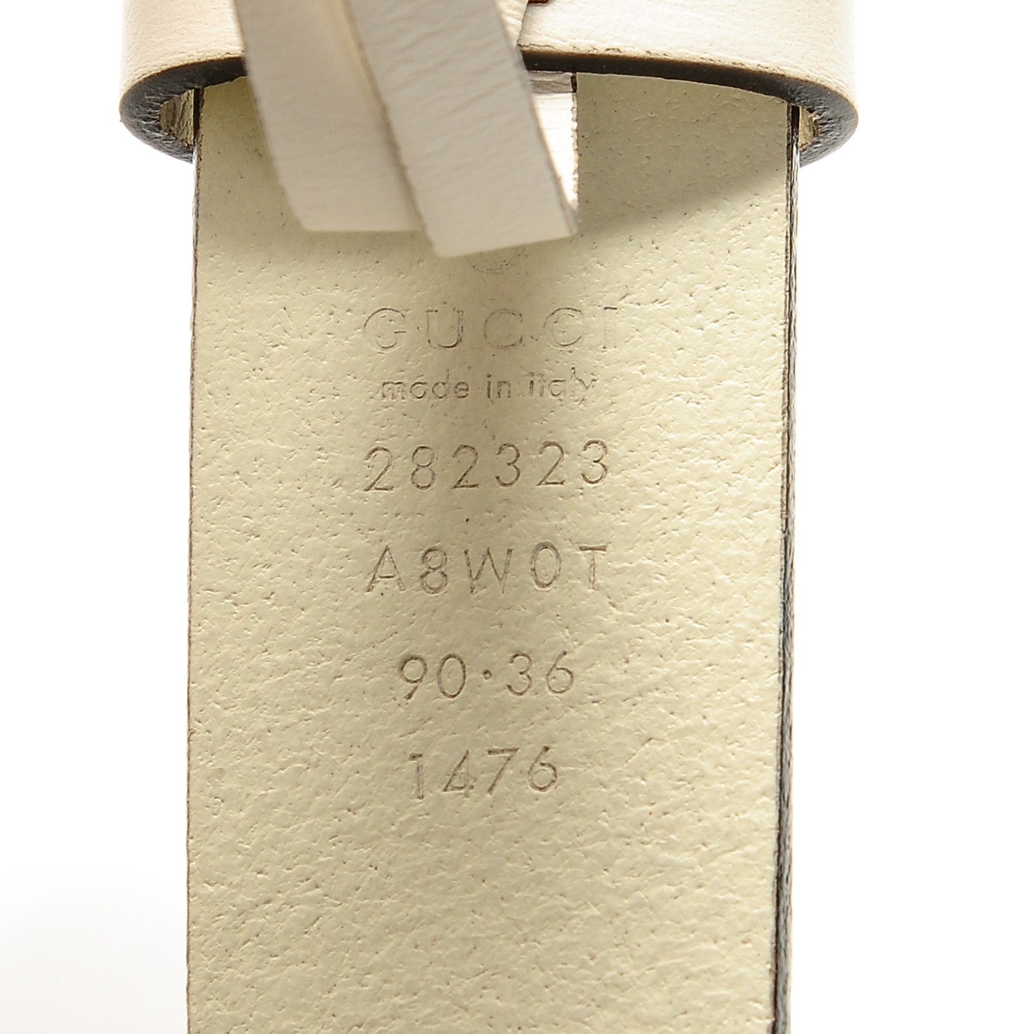 Gucci Margaux Calfskin Studded Interlocking G 30mm Belt 90 36 Mystic White 4 of 6