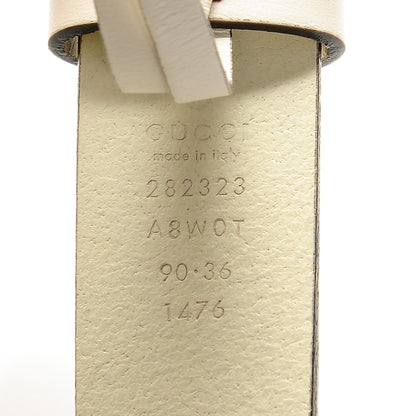 Gucci Margaux Calfskin Studded Interlocking G 30mm Belt 90 36 Mystic White 4 of 6