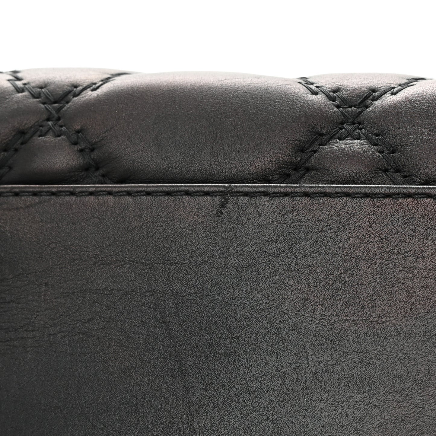 Calfskin Double Stitch Large Hamptons Flap Bag Black