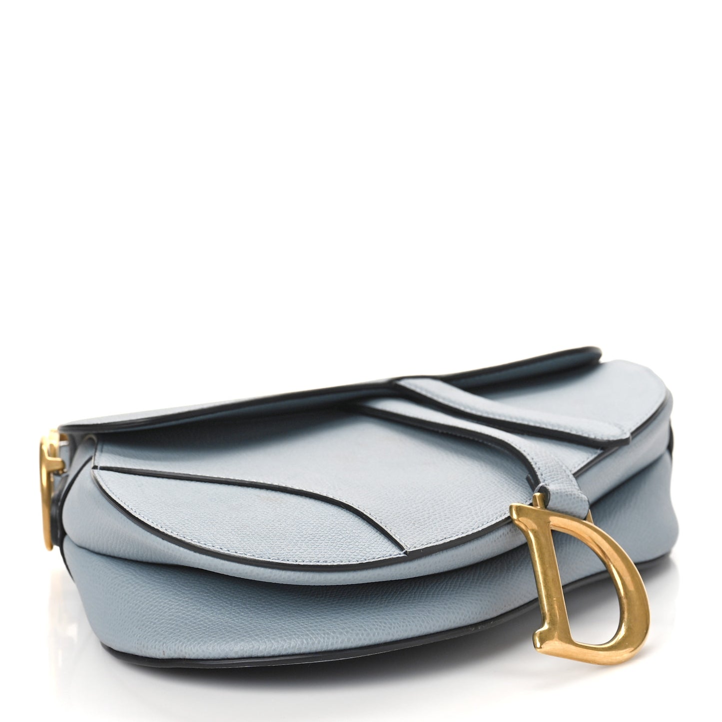 Grained Calfskin Saddle Bag Sky Blue