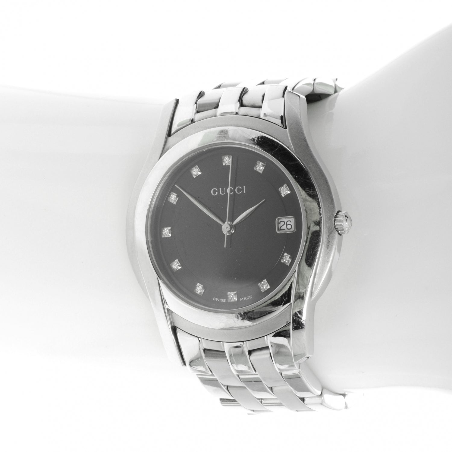 Gucci Stainless Steel Diamond 35mm 5500M Quartz Watch Black 6 of 6