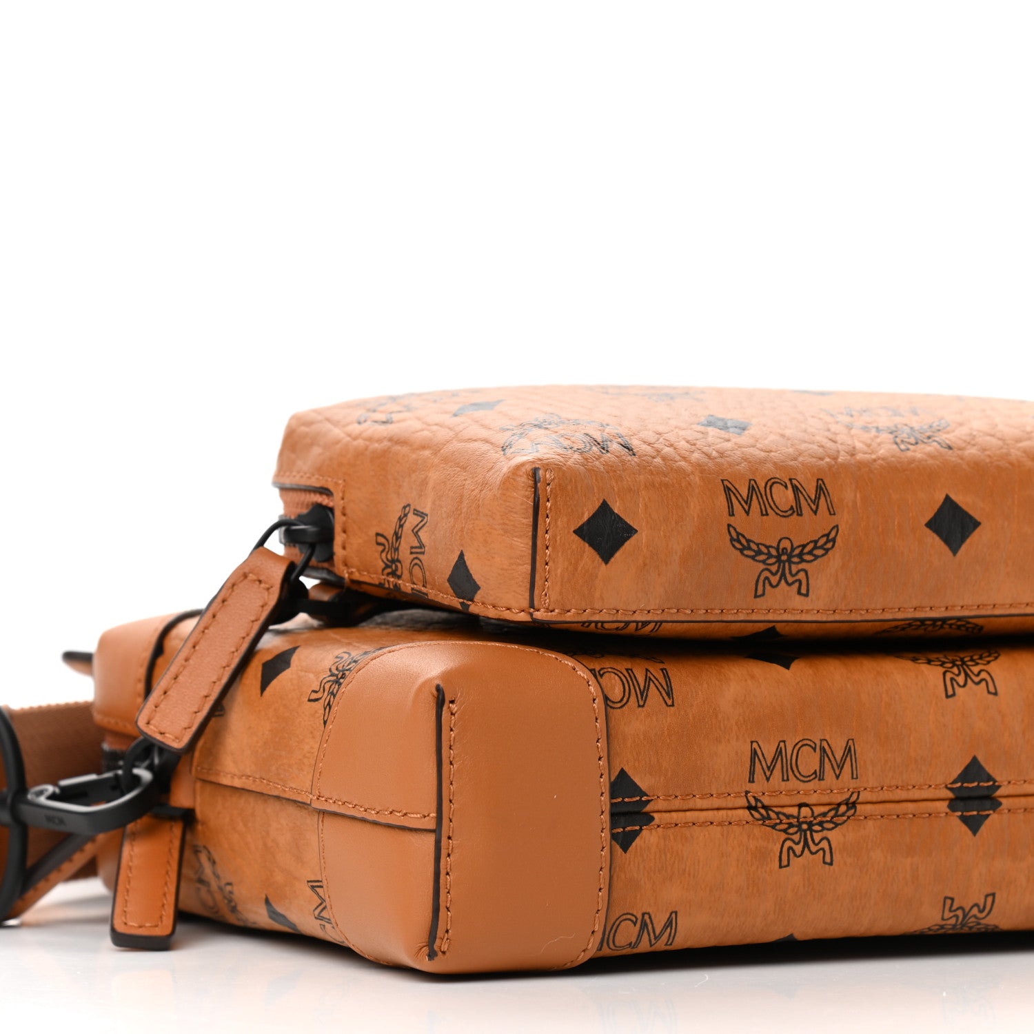 MCM Visetos Small Soft Berlin Multifunction Crossbody Cognac 8 of 9