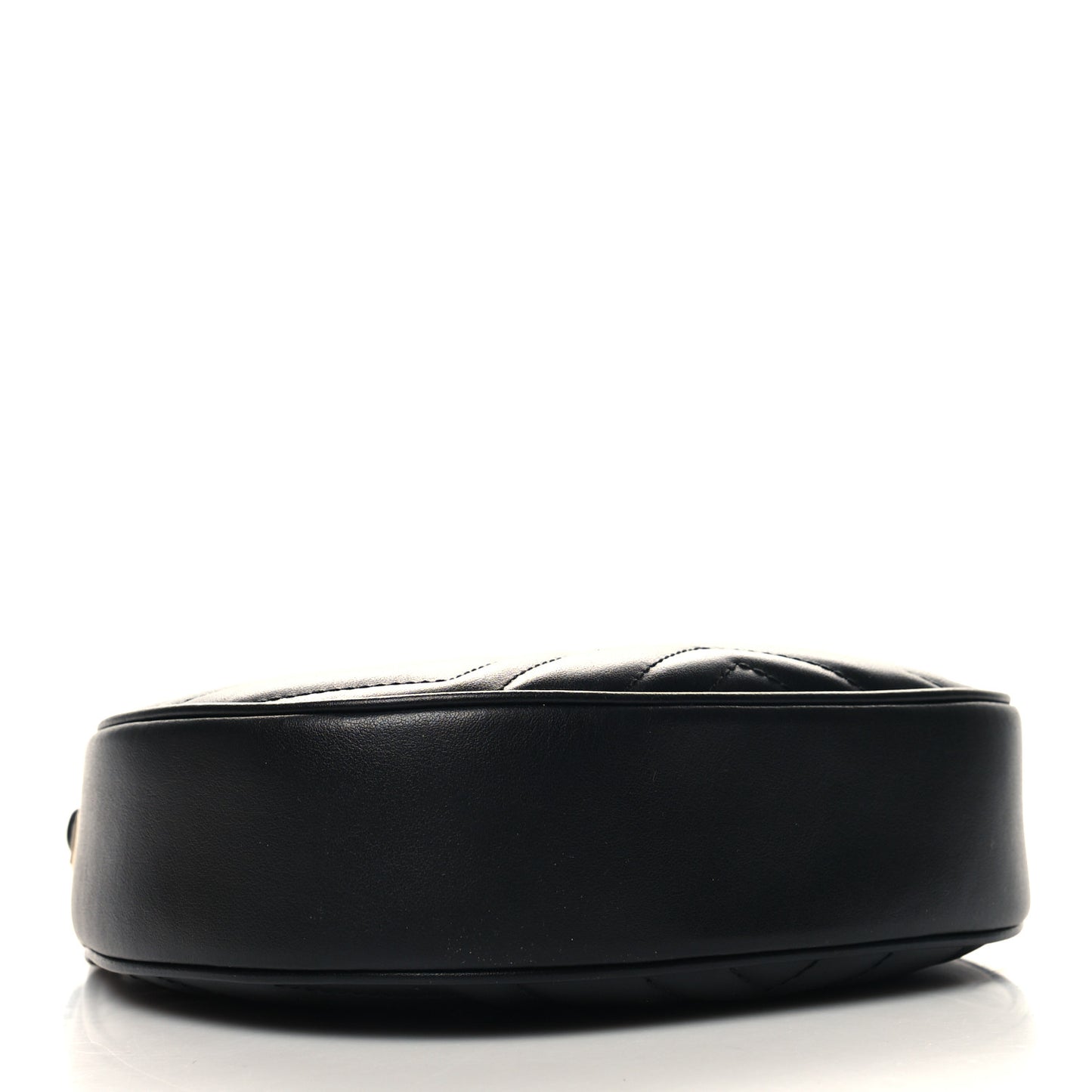 Calfskin Matelasse Chevron Mini GG Marmont Half Moon Hobo Black