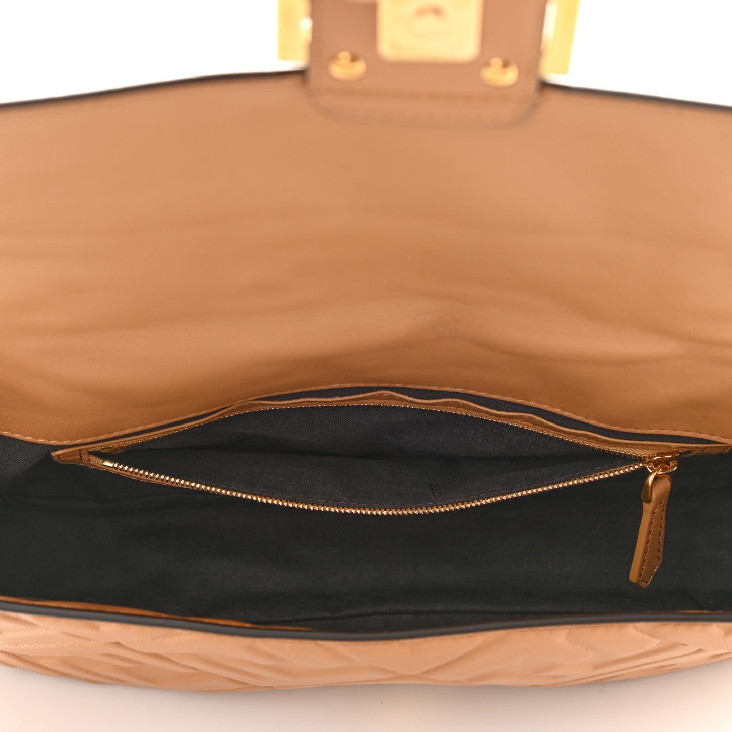 Nappa FF 1974 Embossed Baguette Miele Scuro