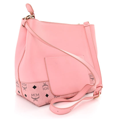 MCM Calfskin Visetos Anni Medium Hobo Bag Soft Pink 3 of 9