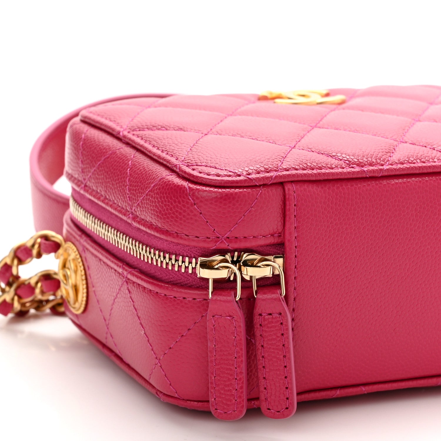 Chanel Caviar Quilted Twist Your Buttons Clutch With Chain Fuchsia 9 of 11