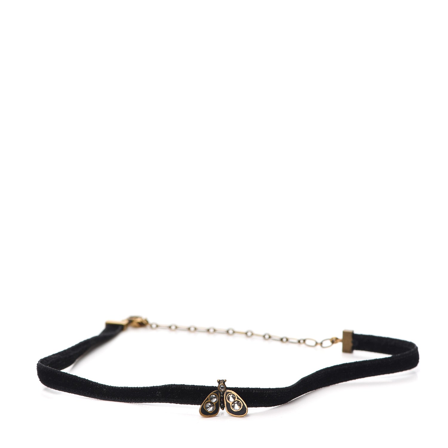 Christian Dior Grosgrain Ribbon Butterfly Choker Necklace Black 1 of 3