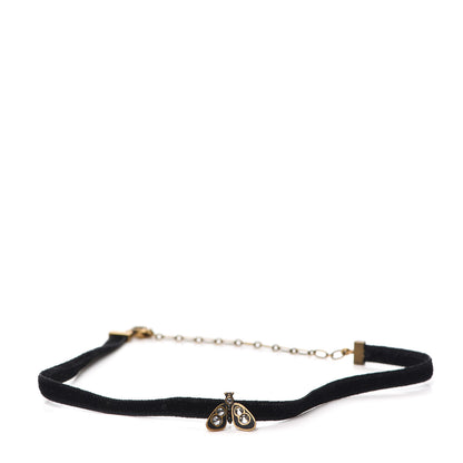 Christian Dior Grosgrain Ribbon Butterfly Choker Necklace Black 1 of 3