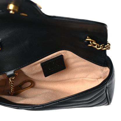 Gucci Calfskin Matelasse Super Mini GG Marmont Shoulder Bag Black 5 of 8