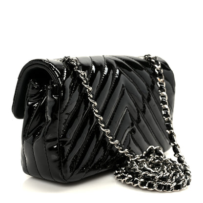 Chanel Patent Calfskin Chevron Quilted Extra Mini Flap Black 3 of 12