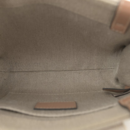 Chloe Linen Calfskin Small Woody Ribbon Tote With Strap White Light Brown 5 of 13