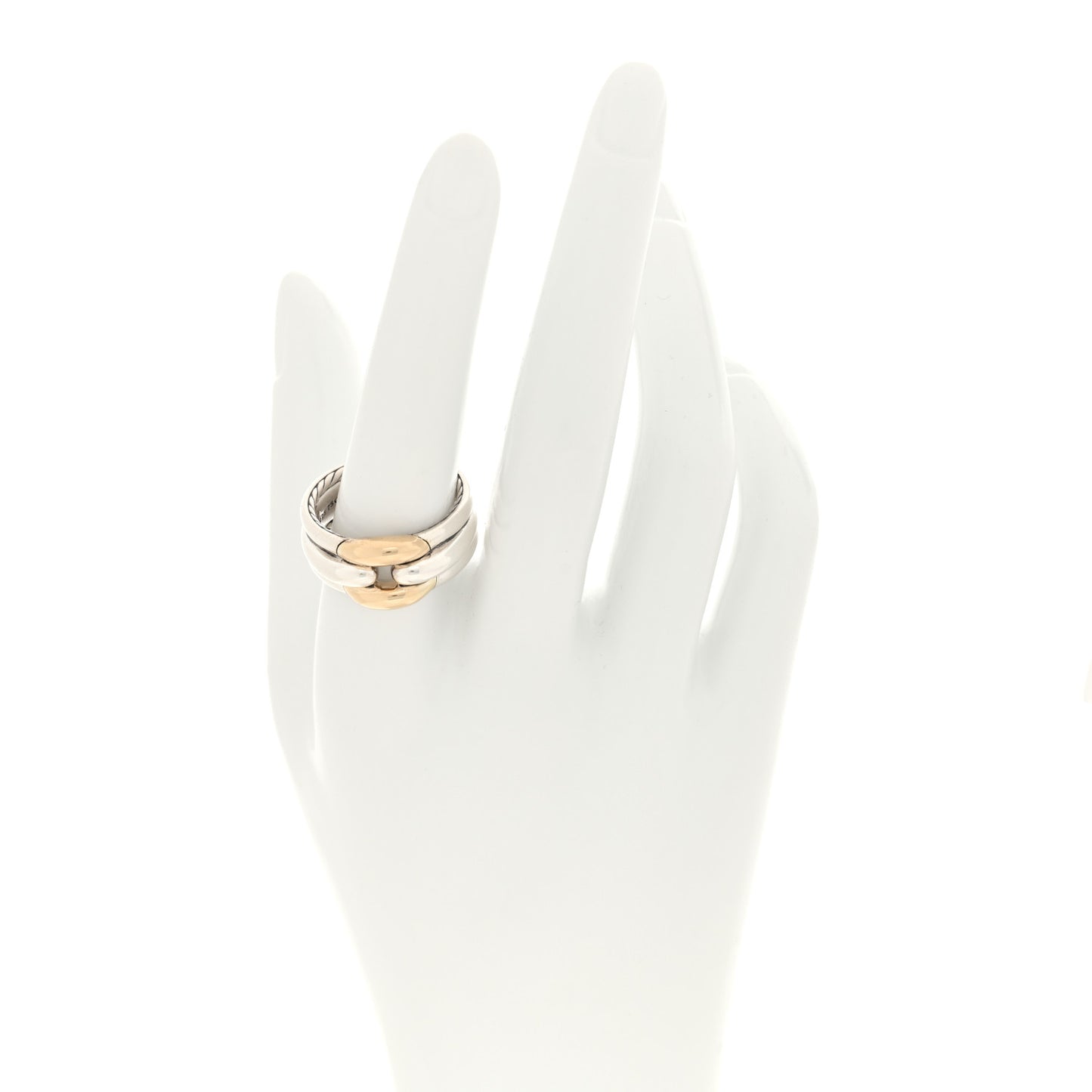 Sterling Silver 18K Yellow Gold Thoroughbred Cushion Link Ring 60 9