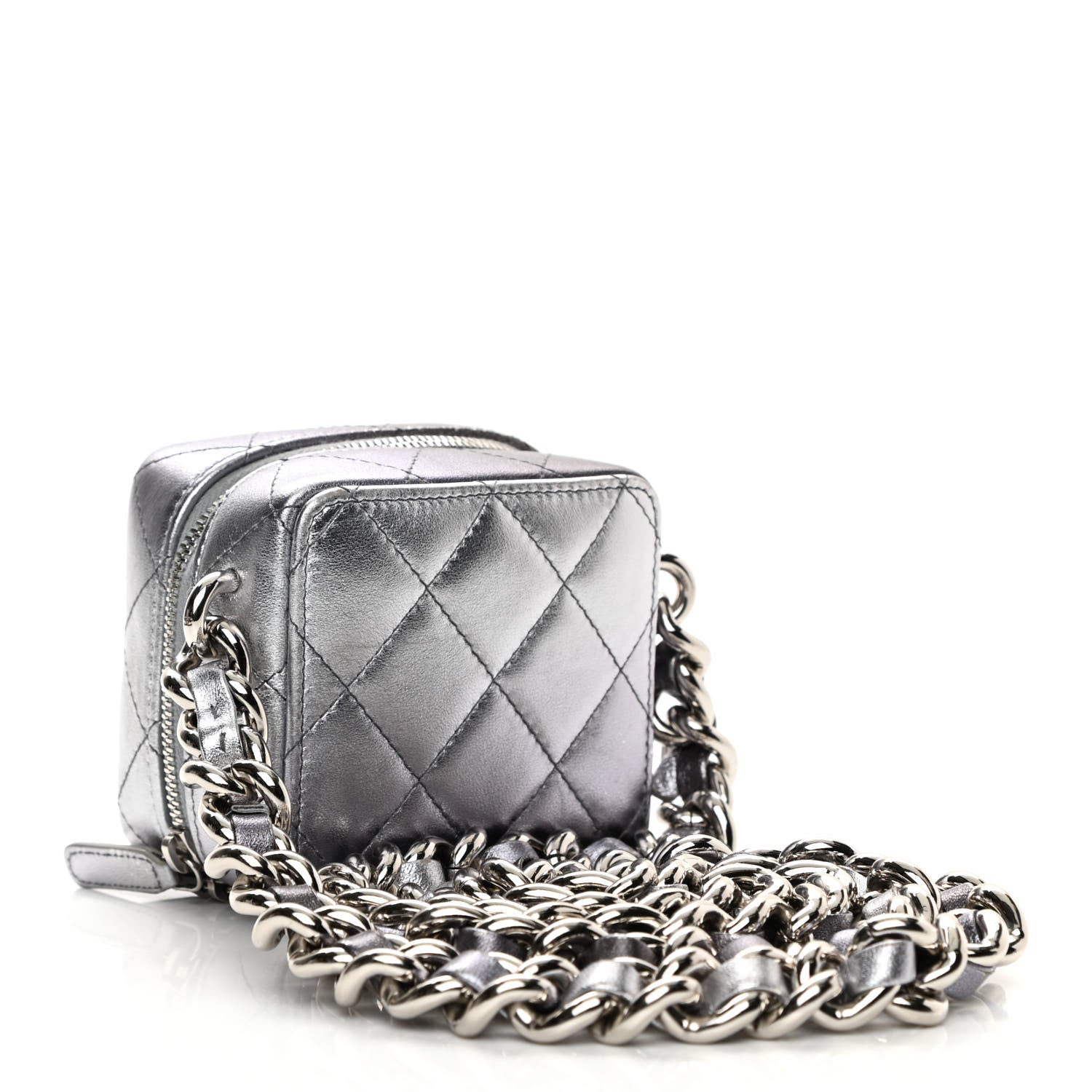 Chanel Gradient Metallic Lambskin Quilted Like A Wallet Clutch With Chain Silver Purple 3 of 12