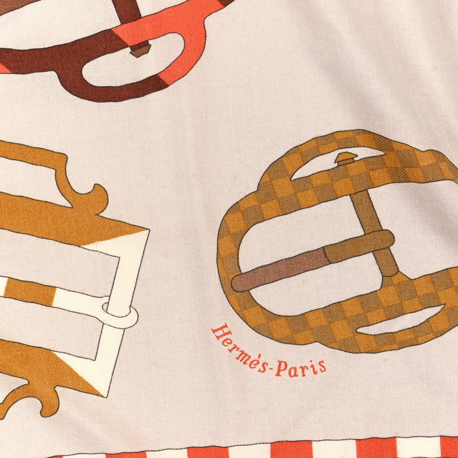 Hermes Cashmere Silk Bouclerie Moderne En Casaque Giant Triangle Scarf Grege Orange Mordore 2 of 4