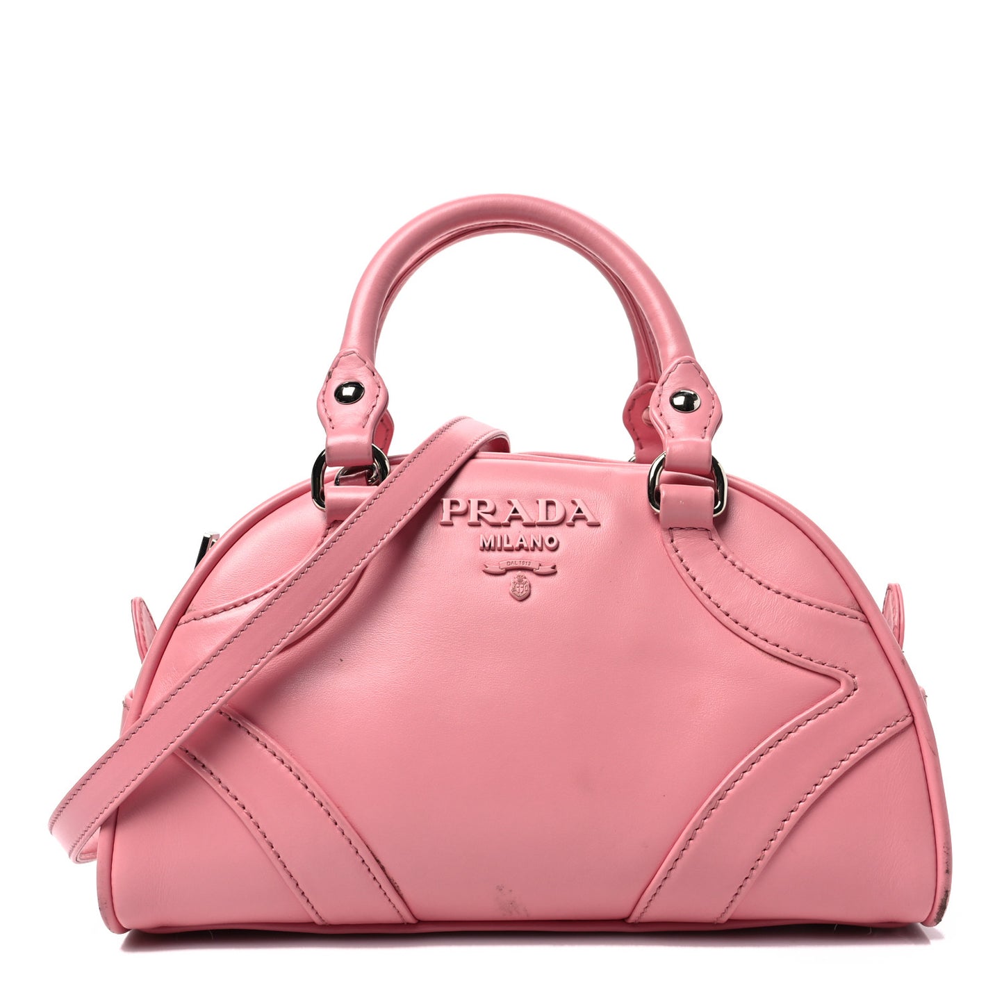 Soft Calfskin Monochrome Bowling Bag Petalo