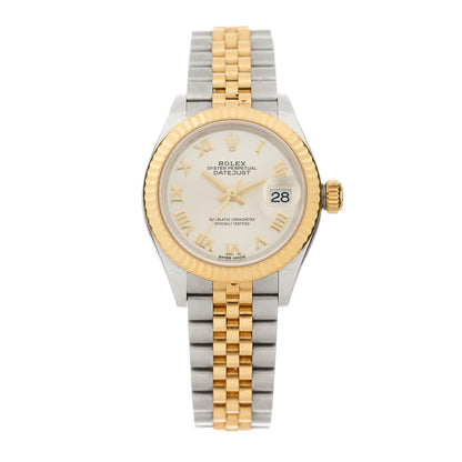 Rolex Stainless Steel 18K Yellow Gold 28mm Oyster Perpetual Datejust Watch Silver Roman 279173 1 of 5