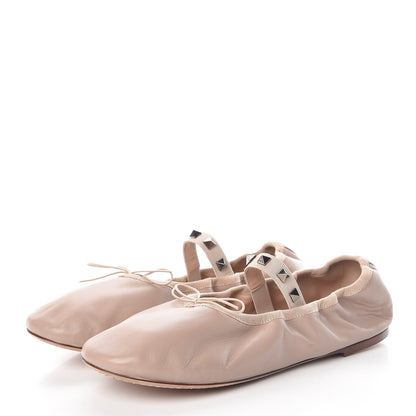 Valentino Garavani Nappa Rockstud Cross Strap Ballerina Flat 39.5 Poudre Beige 3 of 10