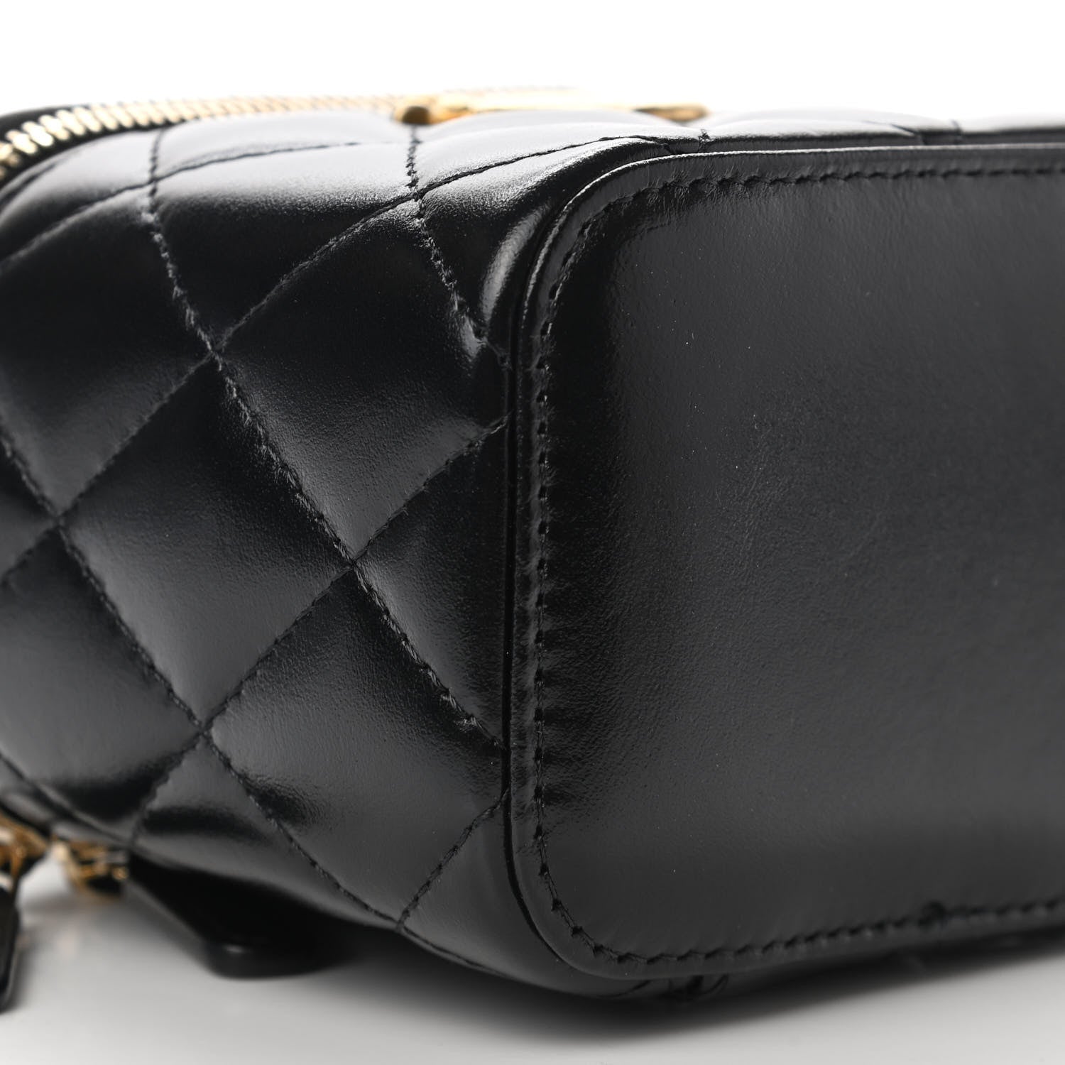 Chanel Calfskin Quilted Mini Perfect Fit Vanity Case With Chain Black 9 of 11