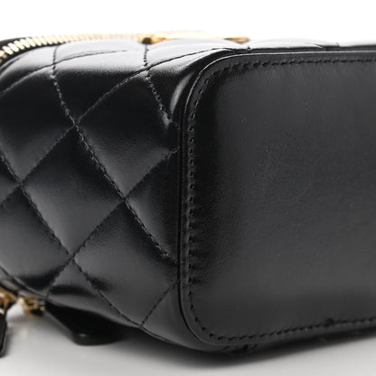 Chanel Calfskin Quilted Mini Perfect Fit Vanity Case With Chain Black 9 of 11