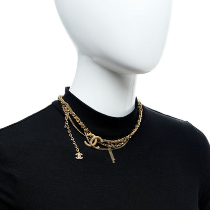 Chanel Metal Chain Link CC Multi Strand Choker Necklace Gold 2 of 5