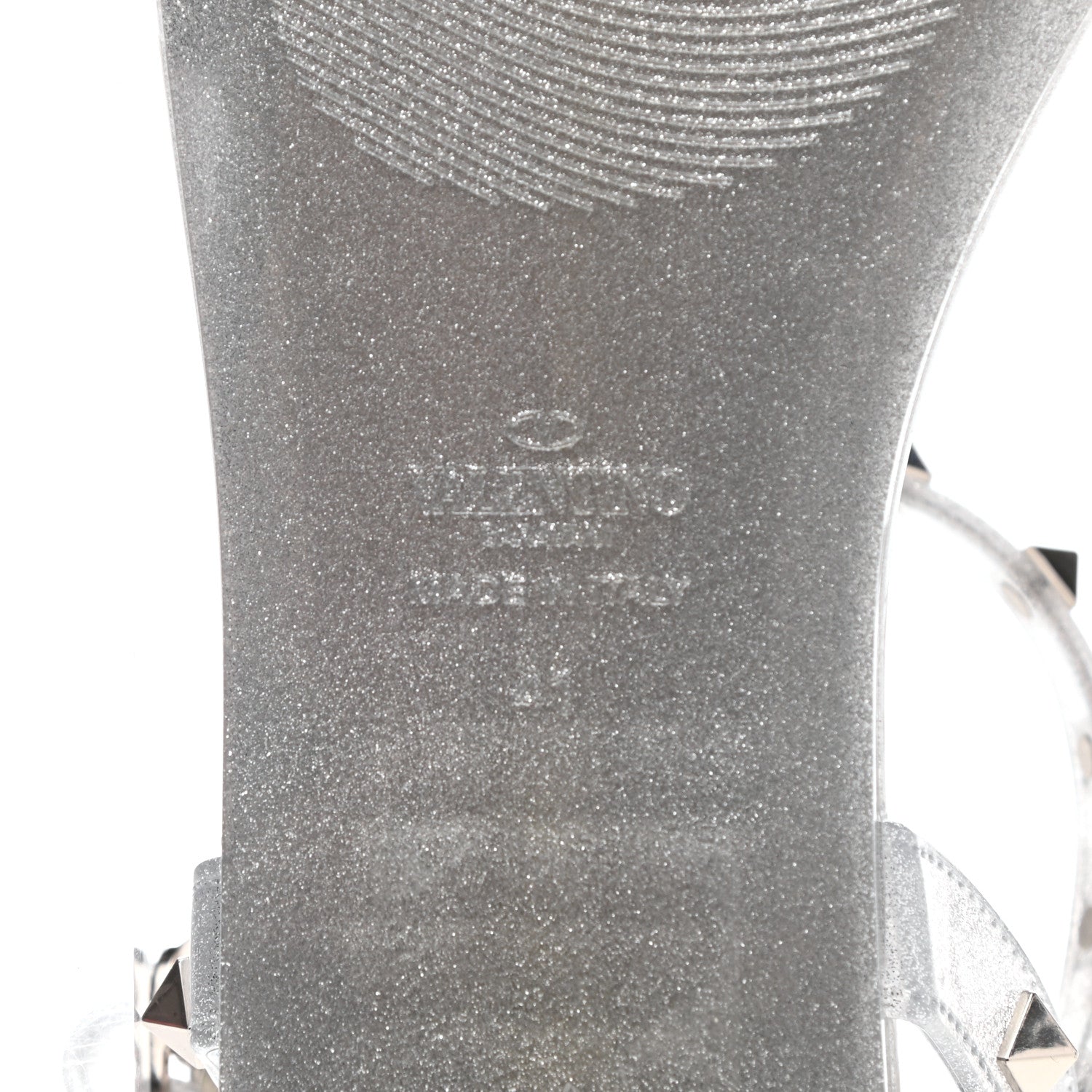 Valentino Garavani PVC Jelly Glitter Rockstud Caged Sandals 41 SIlver 7 of 8