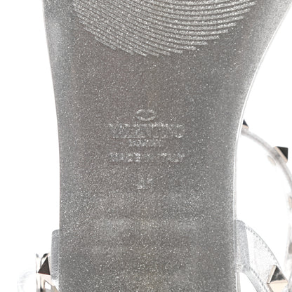 Valentino Garavani PVC Jelly Glitter Rockstud Caged Sandals 41 SIlver 7 of 8