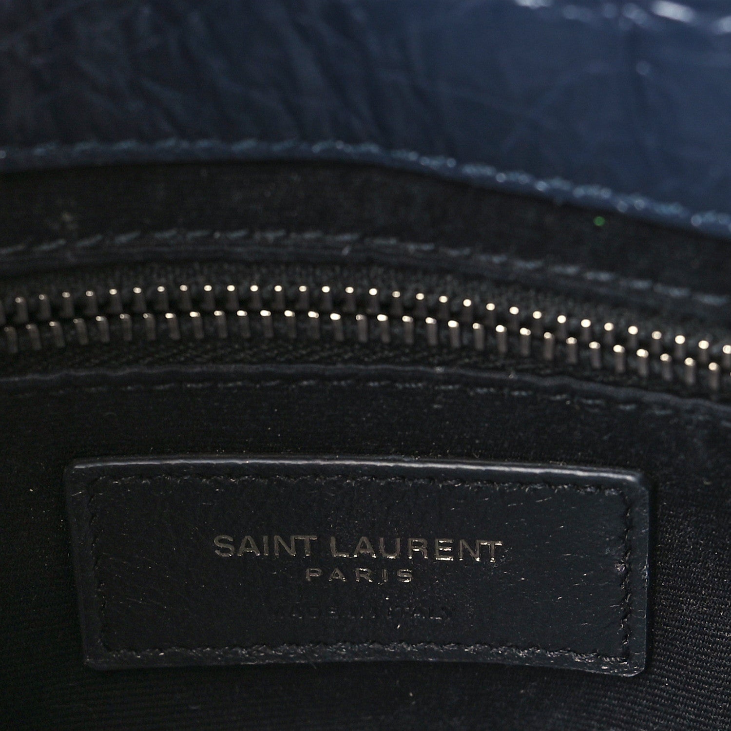 Saint Laurent Crinkled Calfskin Matelasse Monogram Niki Chain Wallet Deep Marine 6 of 9