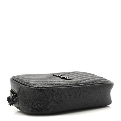 Saint Laurent Grain De Poudre Matelasse Monochrome Monogram Mini Lou Camera Bag Black 4 of 11