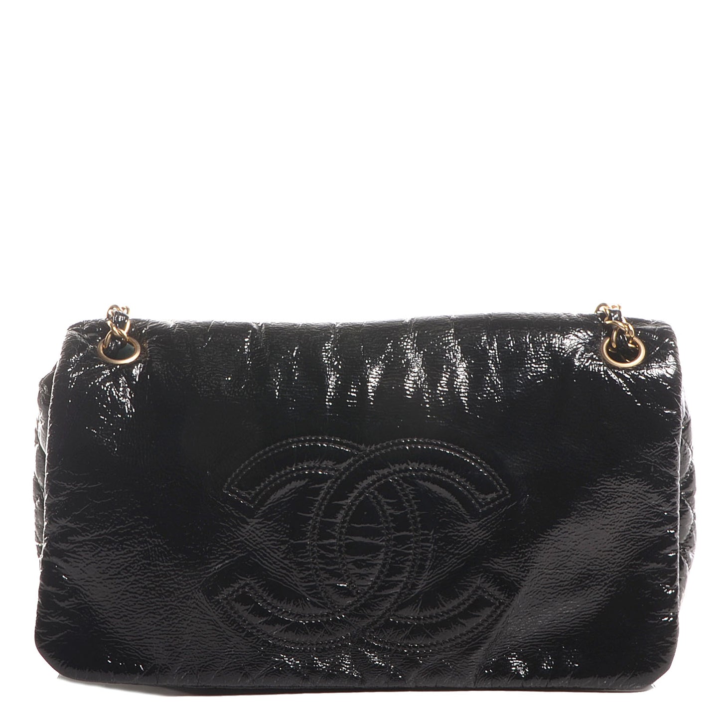 Vinyl Rock and Chain Medium Flap Black