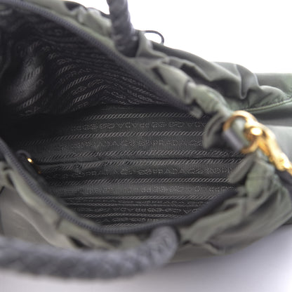 Prada Tessuto Nylon Bow Shoulder Bag Green 6 of 16