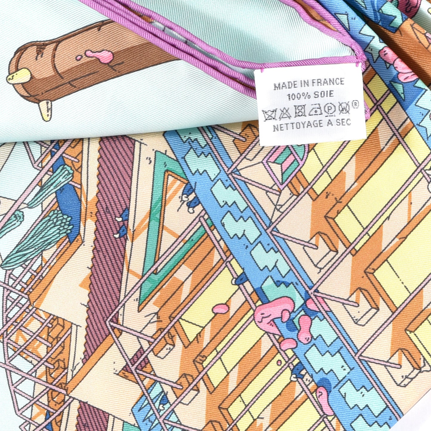 Silk La Legende Du Cheval Scarf 90 Mauve Aqua Camel