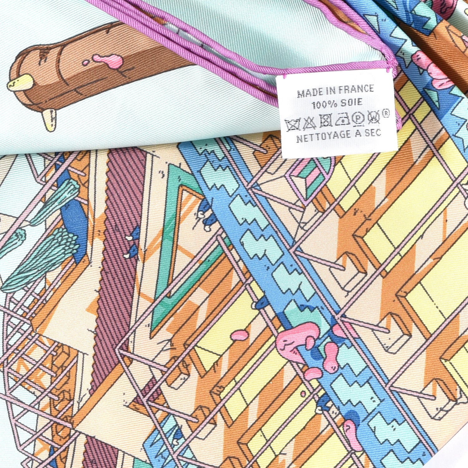 Hermes Silk La Legende Du Cheval Scarf 90 Mauve Aqua Camel 3 of 3