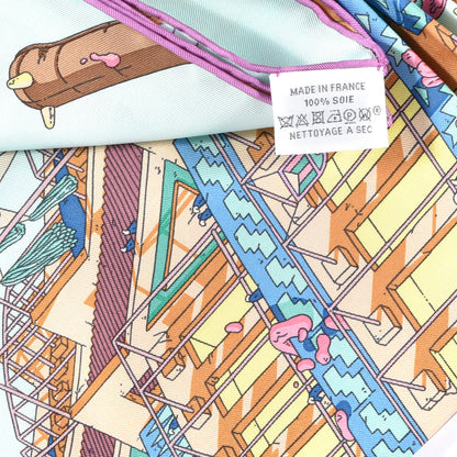 Hermes Silk La Legende Du Cheval Scarf 90 Mauve Aqua Camel 3 of 3
