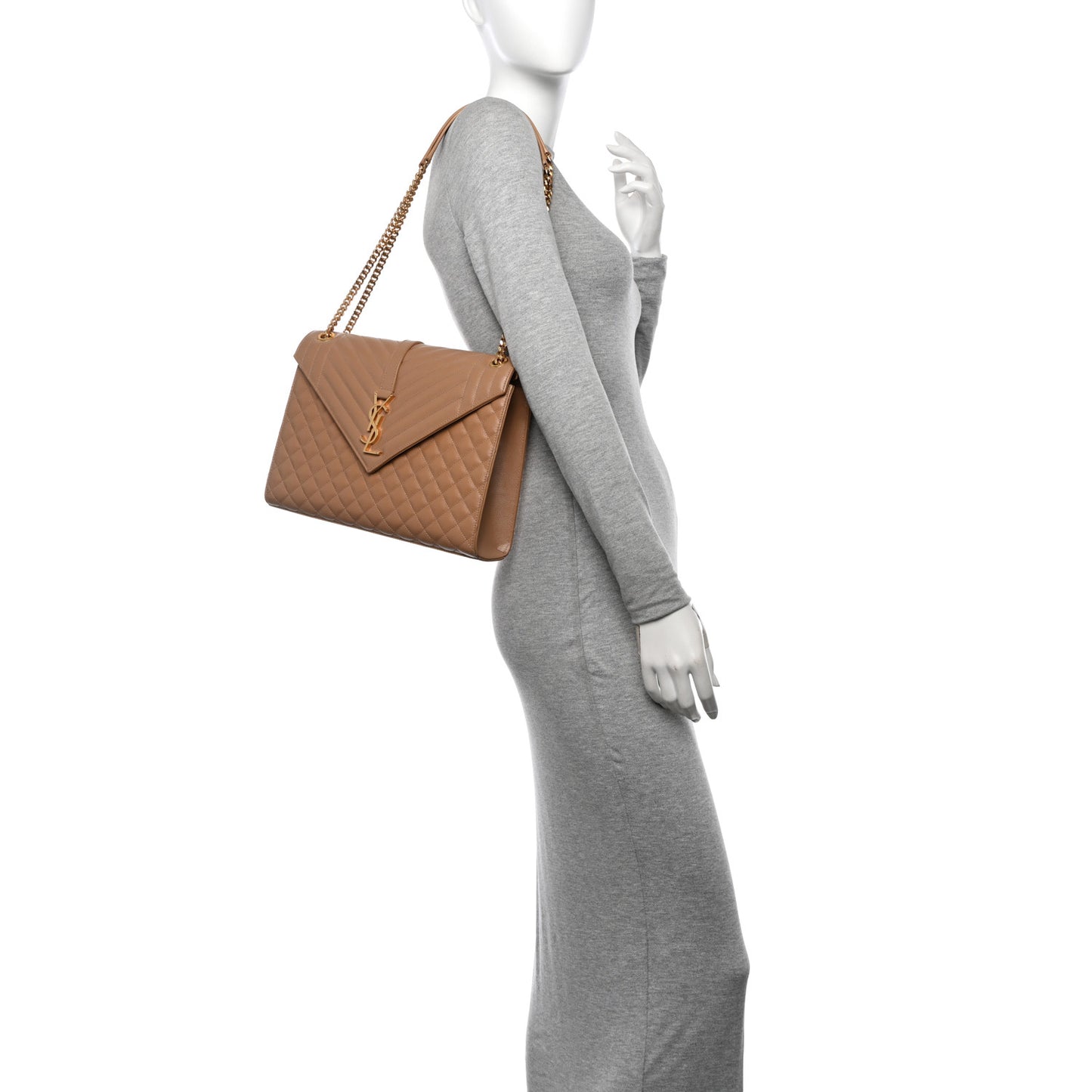 Grain De Poudre Textured Mixed Matelasse Triquilt Large Monogram Satchel Cork