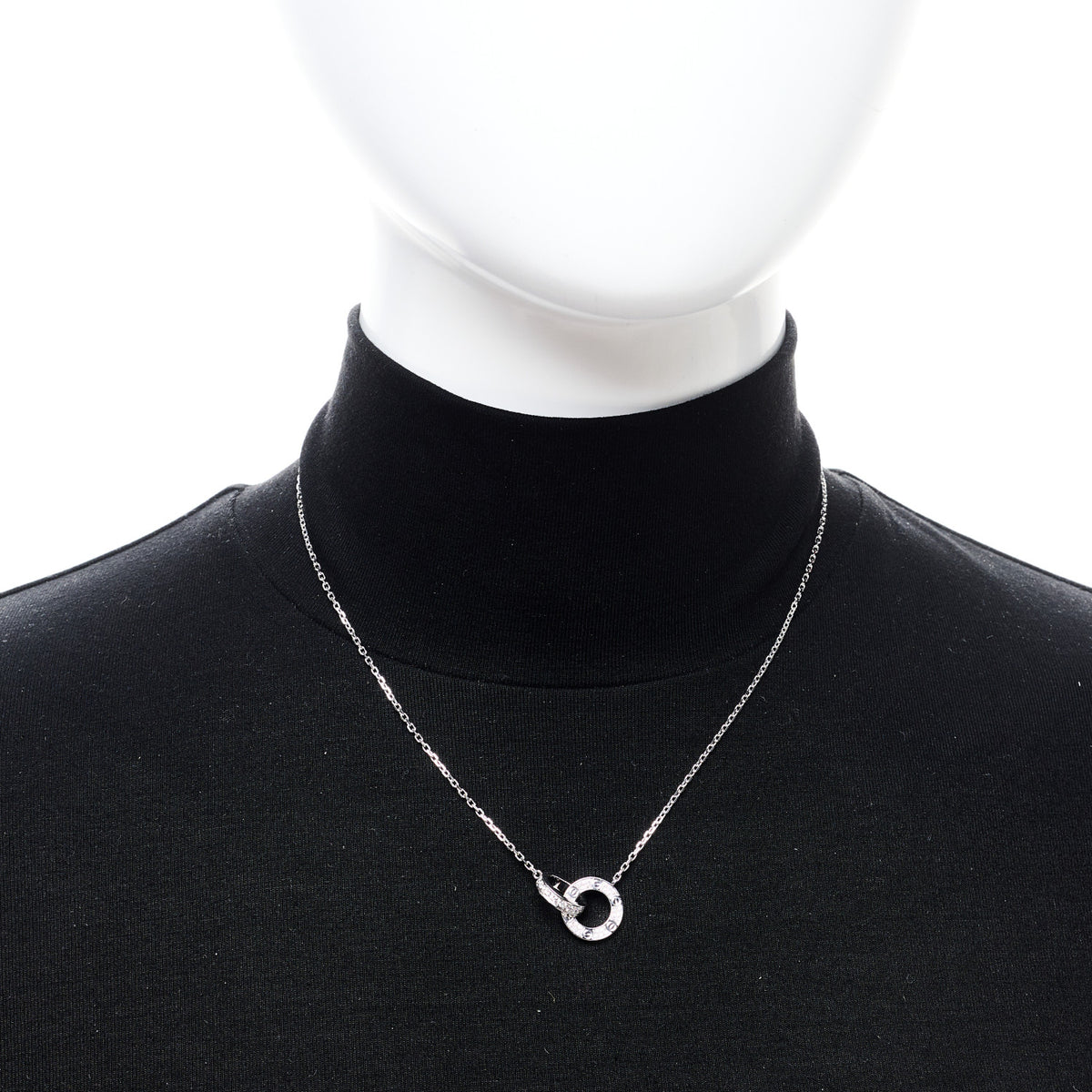 18K White Gold Diamond Interlocking LOVE Paved Necklace
