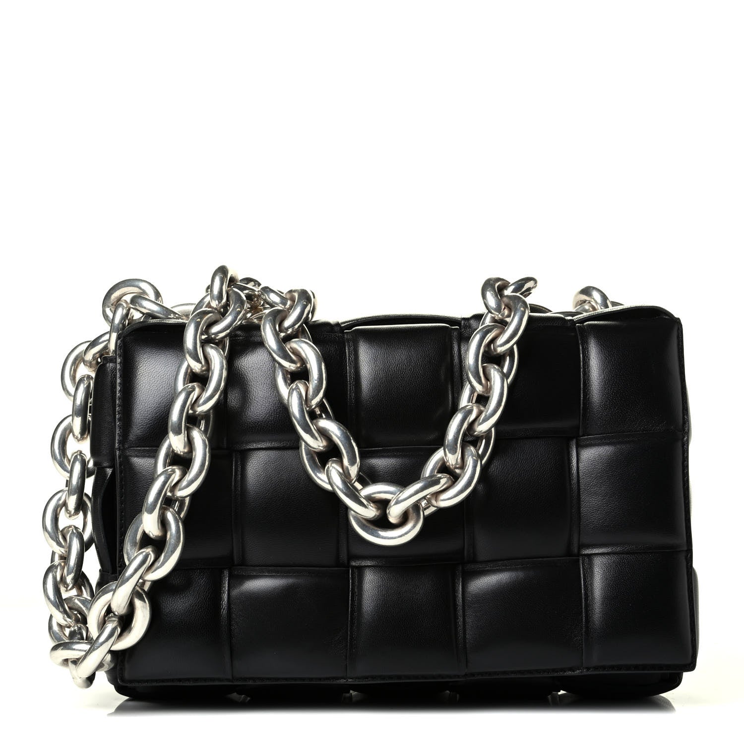 Bottega Veneta Lambskin Maxi Intreccio Padded Chain Cassette Crossbody Bag Black 1 of 7