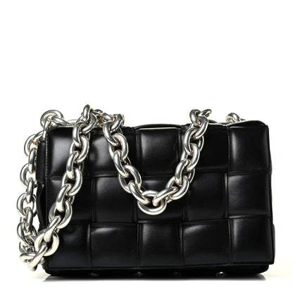 Bottega Veneta Lambskin Maxi Intreccio Padded Chain Cassette Crossbody Bag Black 1 of 7