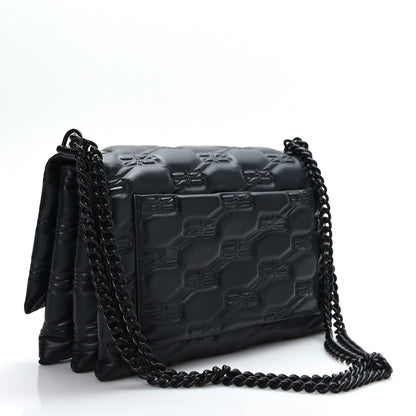 Balenciaga Nappa BB Monogram Embossed Medium Triplet Bag Black 2 of 9