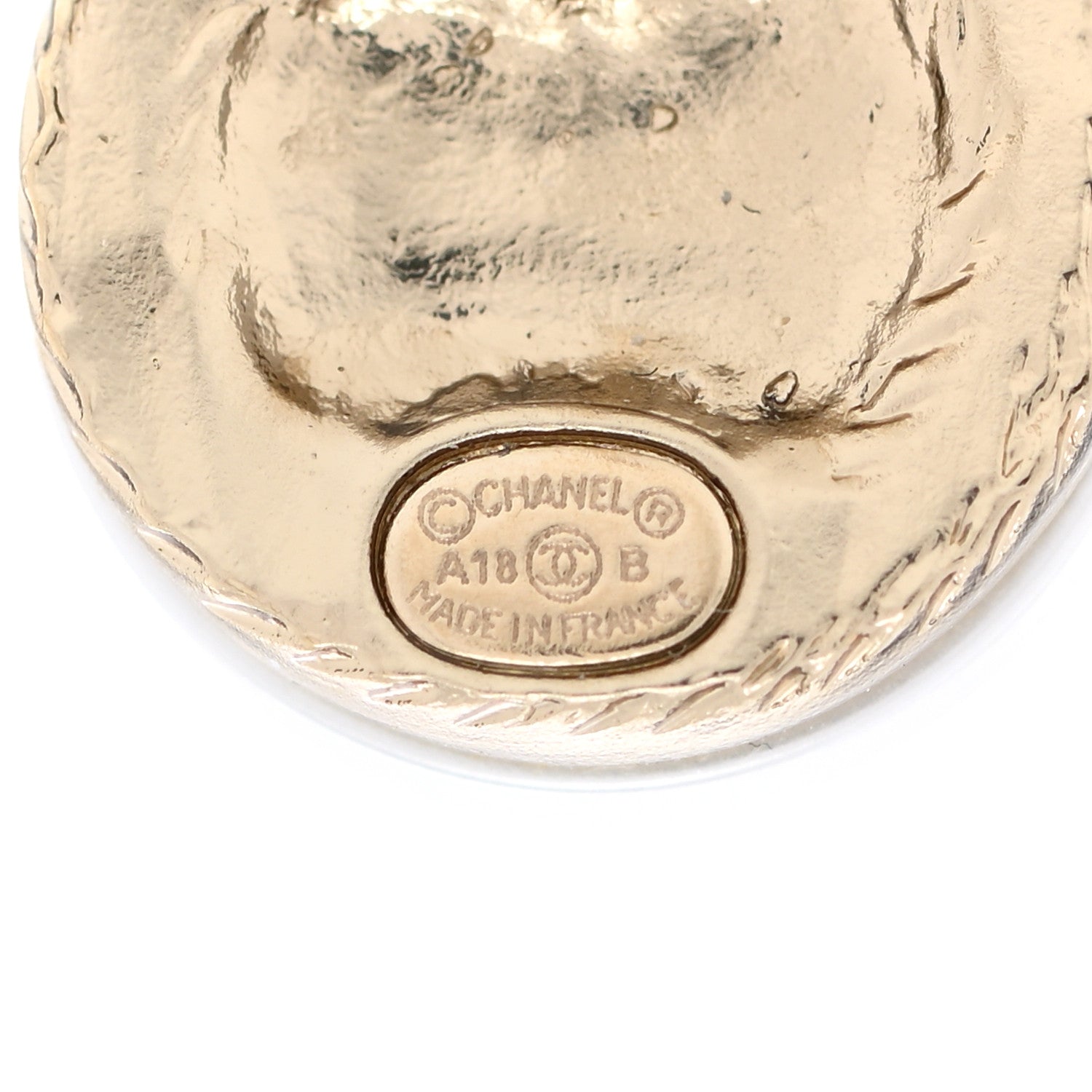 Chanel Resin Textured CC Button Earrings 3 of 5