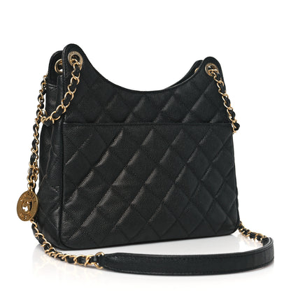 Chanel Caviar Quilted Wavy CC Hobo Black 3 of 10