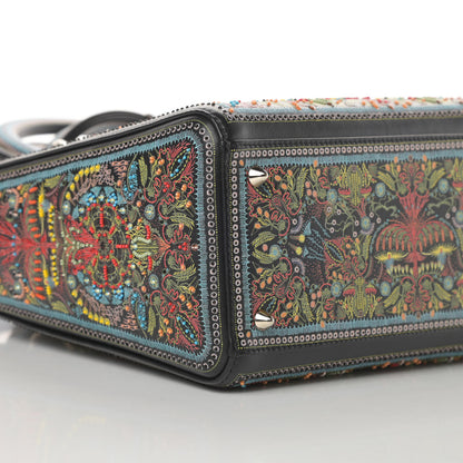 Christian Dior Smooth Calfskin Embroidered Medium Lady Dior Black Multicolor 10 of 11