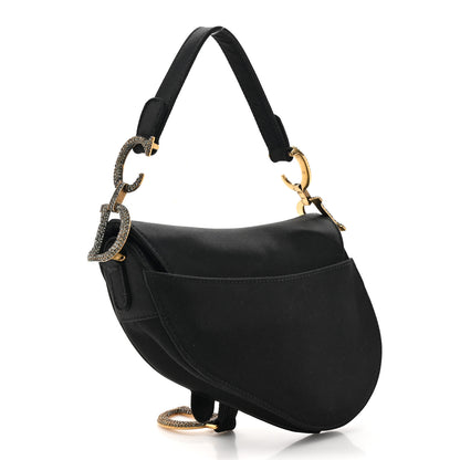 Christian Dior Satin Crystal Mini Saddle Bag Black 3 of 10