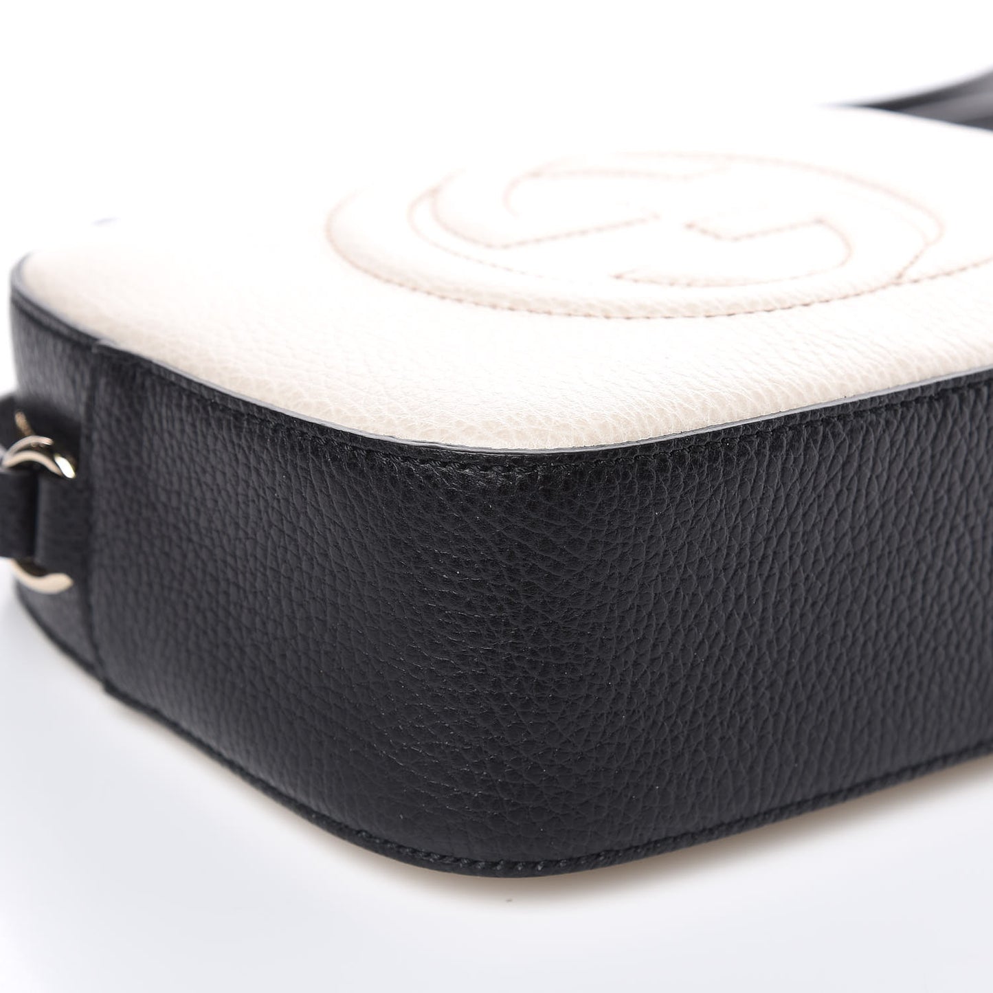 Dollar Calfskin Bi-Color Small Soho Disco Bag Mystic White Black