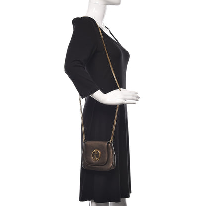 Gucci Metallic Pebbled Calfskin Small 1973 Chain Shoulder Bag Winter Leaf 2 of 14